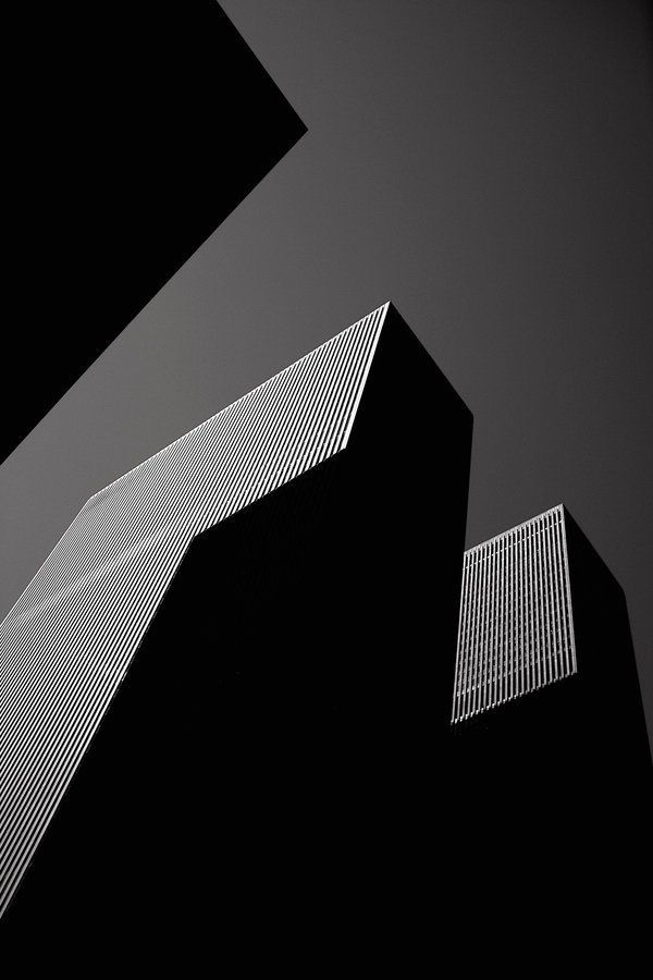 Dark architectural tower facade